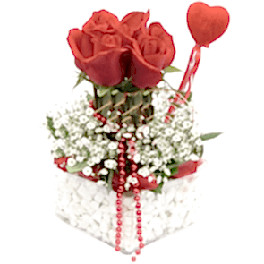 Kalbim Seninle 'Cipso Eşliğinde 5 Adet Kırmızı Gül 