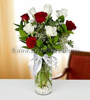 5 Adet Beyaz Gül, 4 Adet Kırmızı Gül