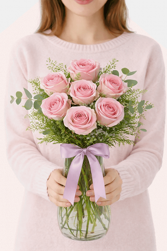 7'li Pembe Gül Aranjmanı