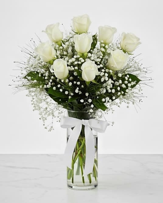 9 Adet Beyaz Gülün Aranjmanı Seni Seviyorum