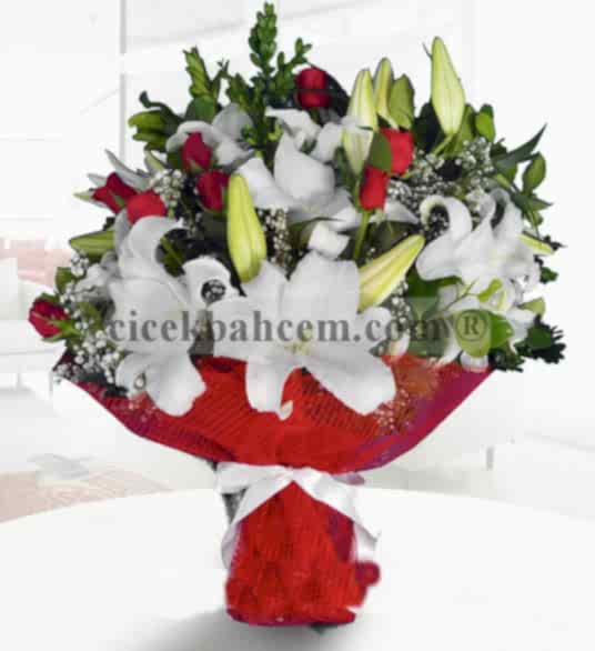 Kokulu Lilyum ve Gül Aranjmanı SA435 