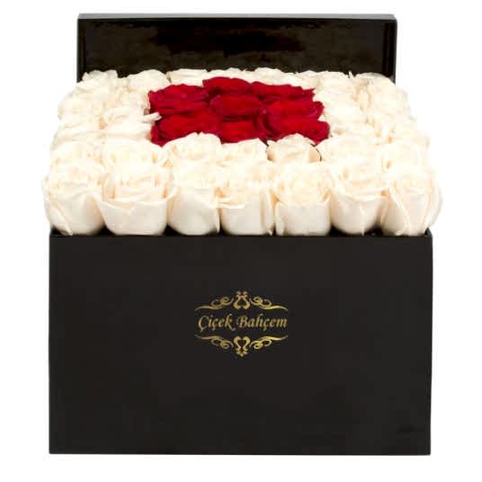 Siyah Kutuda 41 Beyaz Kırmızı Güller
