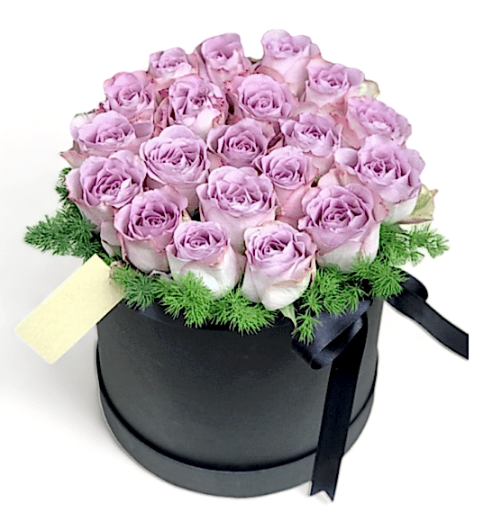 Yuvarlak Kutuda 19 Lila Gül