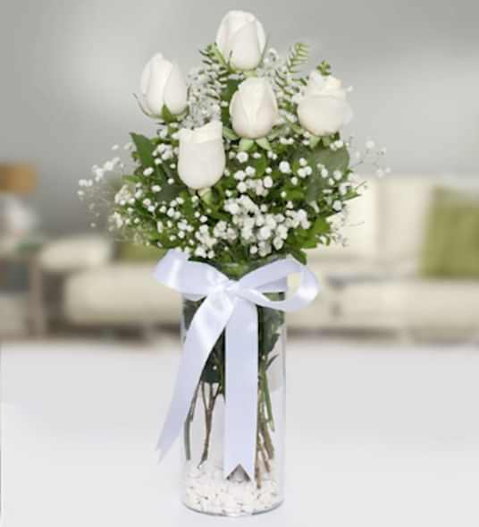 Vazoda 5 Adet Beyaz Gül Ankara Çiçekçi