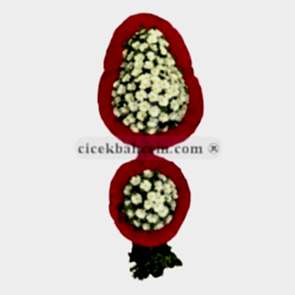 Kırmızı Çerçeveli Beyaz Gerbera İle 2 Katlı Nikah, Düğün, Açılış Sepeti