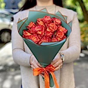 15 Adet Portakal Rengi Gül Buketi