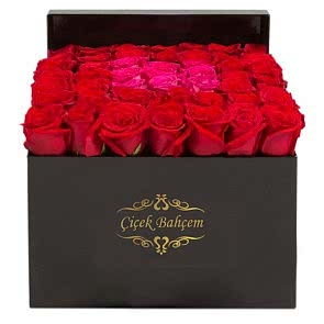 Siyah Kutuda 41 Kırmızı Pembe Gül