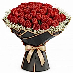 51 Adet Kırmızı Gül Buketi | Premium Siyah Gold Çiçek