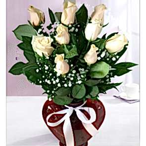 Kalp Vazoda 9 Somon Renki Gül™