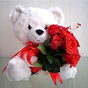 9 Adet Kırmizı Gullü Oyuncak Ayi