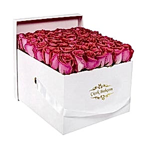 Beyaz Kare Kutuda 35 Fuşya Gül (