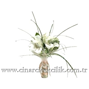 Beyaz Gala Çiçekleri İle Hazılanmış Gelin Buketi