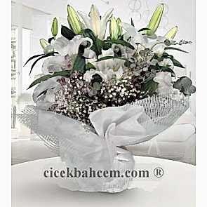 Beyaz Kokulu Lilyum Buketi