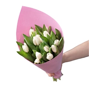 Graceful 15 White Tulip Bouquet  A Touch of Pure Elegance