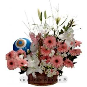 Beyaz ve Pembe Çiçek Aranjmanı 