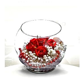 Cam Fanusda 5 Kırmızı Gül Aranjmanı