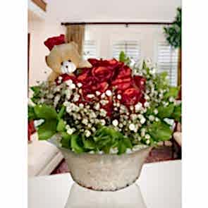 Cam Kâsede 13 Adet Kırmızı Gül Aranjmanı