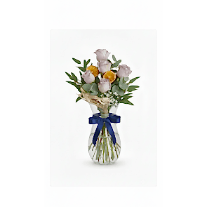 Şık Vazoda 5’li Lila Gül Aranjmanı - Asil ve Zarif