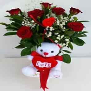 Canım Sevgilime Oyuncak ve Kırmızı Gül