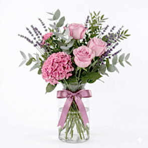 Elegant Arrangement of 3 Lilac Roses in a Vase
