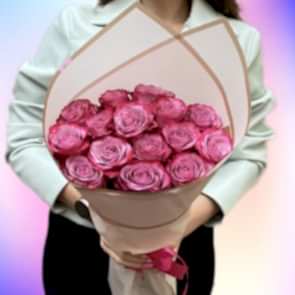 Enchanting Elegance 13 Dark Purple Roses 40-45 cm