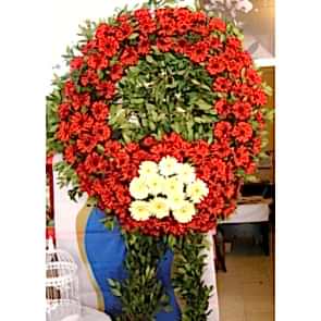 Kırmızı Beyaz Gerbera'dan Hazırlanmış Cenaze Çiçekleri