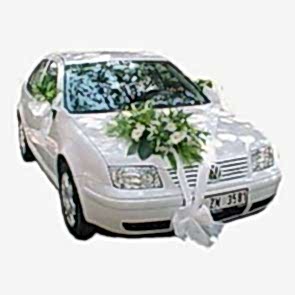 Gelin Arabası Süslemesi Beyaz Tül ve Beyaz Çiçek - Çiçek Bahçem