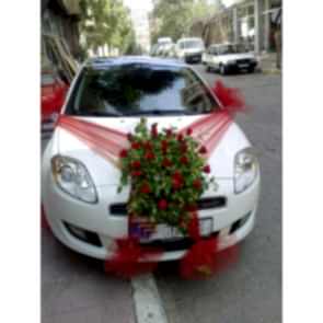 Gelin Arabası Süslemesi Kırmızı Gül ve Kırmızı Tül