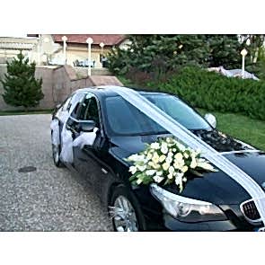 Düğün Arabası Süsleme Beyaz Çiçek ve Tül