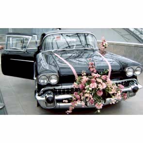 Düğün Arabası Süsleme Şerit ve Kır Çiçekleri 