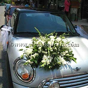 Gelin Arabası Süsleme, Beyaz Çiçekler