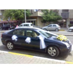 Gelin Arabası Süsleme, Beyaz Tül & Çiçek