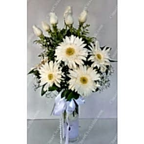 Beyaz Duygular' Beyaz Gerbera 6 Gül Çiçek Aranjmanı