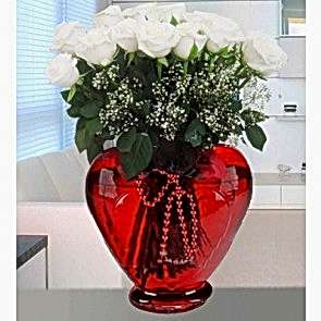 Kalbim Ellerinde  21 Adet Beyaz Gül KALP117