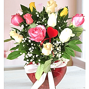 Aşkın Gökkuşağı, Kalp Vazoda Renki Güller™