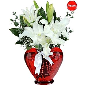 Kalp Vazoda Beyaz Lilyum