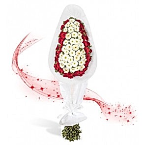 Kırmızı Beyaz Gerberalı Ayaklı Sepet - Düğün Çiçekleri