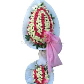 Ayaklı Sepet :Beyaz Karanfil ve Pembe Gerbera İle Tasarlanmış Düğün, Nikah ve Açılış Sepeti