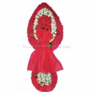 Ayaklı Sepet : Beyaz, Kırmızı Karanfil Çiçekleri İle Tasarlanmış Düğün, Nikah ve Açılış Sepeti