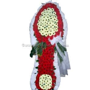 Ayaklı Sepet : Beyaz, Kırmızı Gerbera Çiçekleri İle Tasarlanmış Düğün, Nikah ve Açılış Sepeti