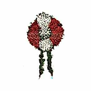 Kırmızı Beyaz Çiçek Kullanılarak Hazırlanmış Çelenk