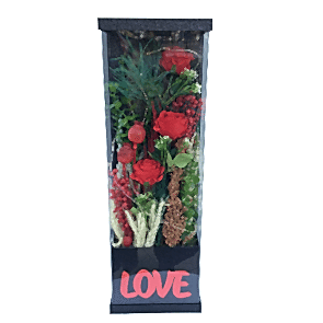 Love Işıklı Yapay Gül ve Kuru Çiçek