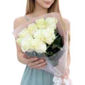 9 Adet Beyaz Gül Buketi