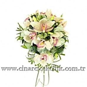 Beyaz Orkide Gelin Eli Buketi