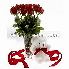 Kalbim Senin Kırmızı Gül & Sevimli Oyuncak 
