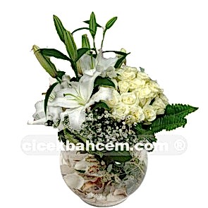 Sevgiliye Ozel Beyaz Gul Lilyum