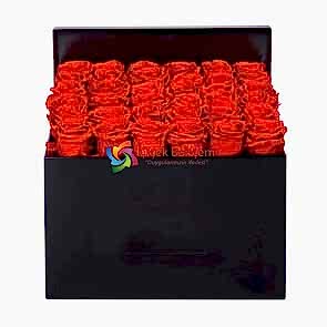 Siyah Şık Kutu İçinde 31 Adet Kırmızı Gül