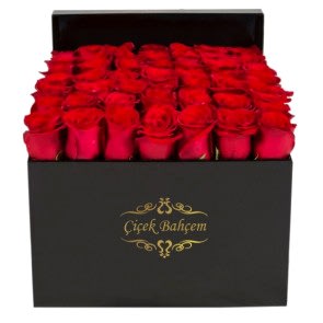 Siyah Şık Kutu İçinde 41 Adet Kırmızı Gül