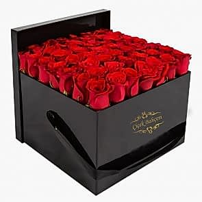 Siyah Şık Kutu İçinde 41 Adet Kırmızı Gül