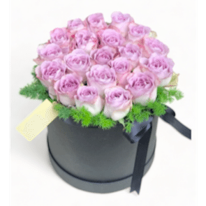 Yuvarlak Kutuda 19 Lila Gül